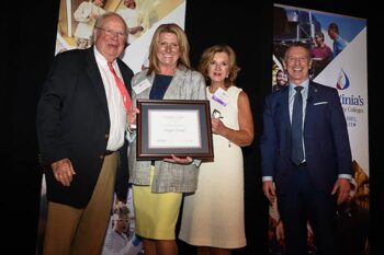 from the left, VFCCE Chair Ben Davenport, NRCC Educational Foundation Executive Director Angie Covey, VFCCE Executive Director Jennifer Gentry, and VCCS Chancellor David Doré.