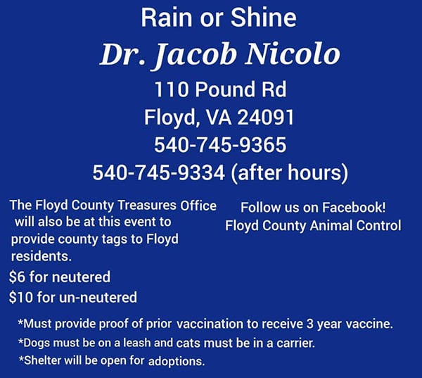 9/23: Rabies Clinic and Open House 8