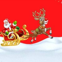 Red Santa Rudolph Merry Christmas Facebook Post - 1