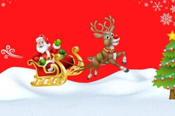 Red Santa Rudolph Merry Christmas Facebook Post - 1