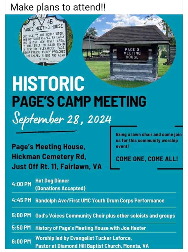 9/28: Historic Page's Camp Meeting 8