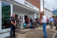 Governor Glenn Youngkin assesses storm damage caused by Hurricane Helene in Narrows, Virginia on September 29, 2024. Official Photo by Christian Martinez, Office of Governor Glenn Youngkin.