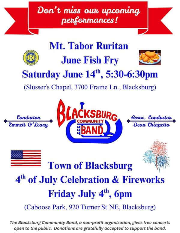 Upcoming Concerts by Blacksburg Community Band 2