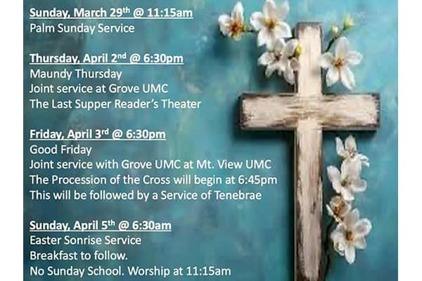 Easter Services at Grove UMC and Mt View UMC 2