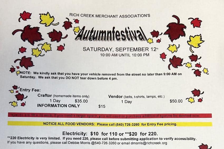 Rich Creek Autumnfest Seeks Vendors 2