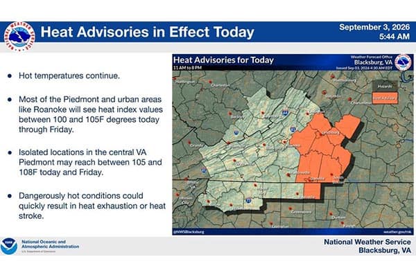 Weather Outlook for 9/3 4