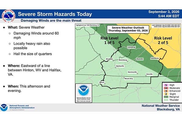 Weather Outlook for 9/3 3